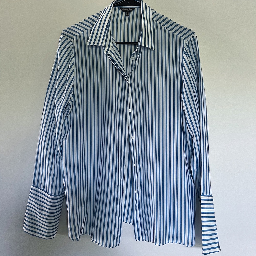 Massimo Dutti 100% Mulberry Silk Striped Shirt
